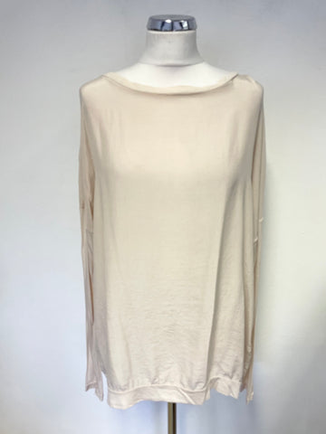 BRAND NEW PHASE EIGHT ROBYN PALE PINK SILK OVERSIZE LONG SLEEVED TOP SIZE M/L