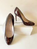 LK BENNETT STILA TORTOISE SHELL PATENT LEATHER HEELS AND MATCHING CLUTCH BAG SIZE 6/39