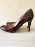 LK BENNETT STILA TORTOISE SHELL PATENT LEATHER HEELS AND MATCHING CLUTCH BAG SIZE 6/39