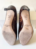 LK BENNETT STILA TORTOISE SHELL PATENT LEATHER HEELS AND MATCHING CLUTCH BAG SIZE 6/39