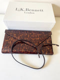 LK BENNETT STILA TORTOISE SHELL PATENT LEATHER HEELS AND MATCHING CLUTCH BAG SIZE 6/39