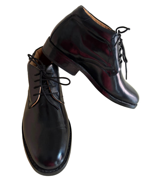 BRAND NEW CLIFFORD JAMES BLACK LEATHER LACE UP ANKLE BOOTS SIZE 6/39