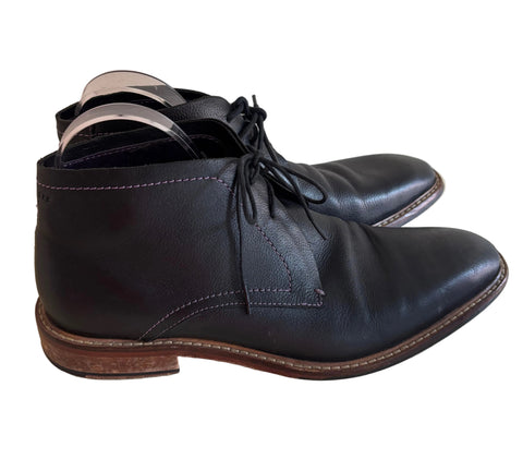 TED BAKER TORSDI BLACK LEATHER LACE UP ANKLE BOOTS SIZE 9/43