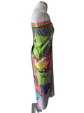 MALISSA J MULTI COLOURED PATTERNED SATIN SARONG/ COVER UP/ SCARF