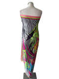 MALISSA J MULTI COLOURED PATTERNED SATIN SARONG/ COVER UP/ SCARF