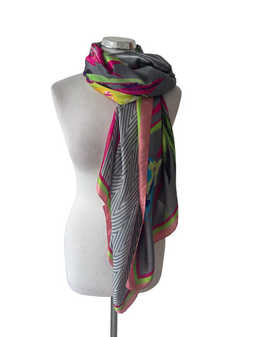 MALISSA J MULTI COLOURED PATTERNED SATIN SARONG/ COVER UP/ SCARF
