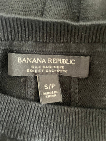 BANANA REPUBLIC SILK & CASHMERE BLACK LONG SLEEVE JUMPER  SIZE S