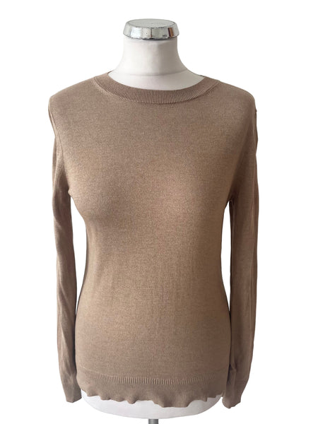 BANANA REPUBLIC SILK & CASHMERE CAMEL LONG SLEEVE JUMPER  SIZE S