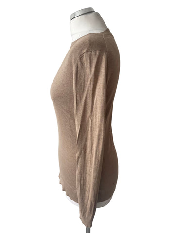 BANANA REPUBLIC SILK & CASHMERE CAMEL LONG SLEEVE JUMPER  SIZE S