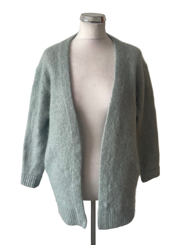 ACNE STUDIOS RAYA MOHAIR BLEND DUCK EGG EDGE TO EDGE CARDIGAN  SIZE S