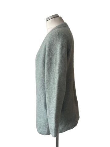 ACNE STUDIOS RAYA MOHAIR BLEND DUCK EGG EDGE TO EDGE CARDIGAN  SIZE S