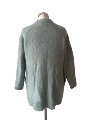 ACNE STUDIOS RAYA MOHAIR BLEND DUCK EGG EDGE TO EDGE CARDIGAN  SIZE S