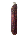 JIGSAW MULTI COLOURED FLORAL PRINT LONG SLEEVED MAXI DRESS SIZE 14