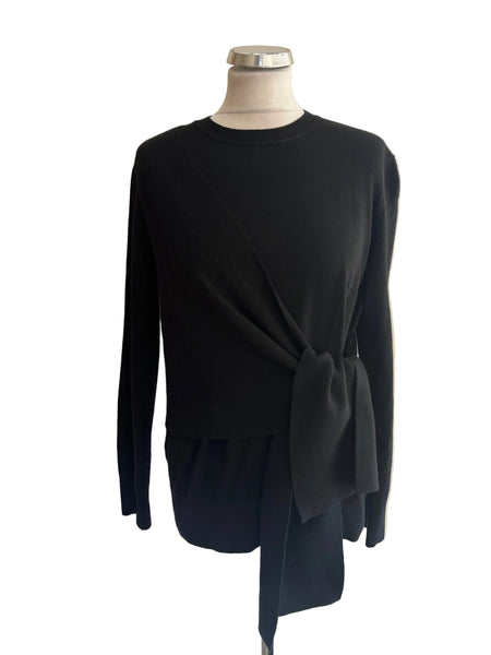 IN WEAR BLACK WRAP ACROSS TIE FRONT JUMPER SIZE M