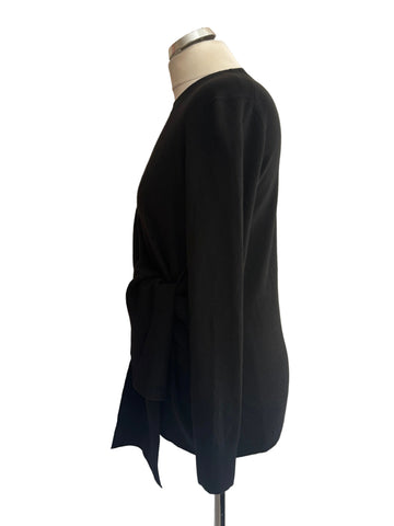 IN WEAR BLACK WRAP ACROSS TIE FRONT JUMPER SIZE M