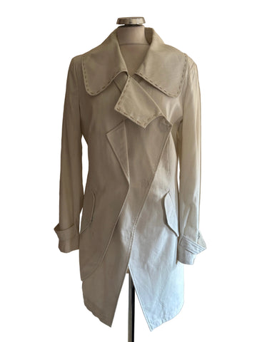 ST-MARTINS 100% COTTON IVORY COLLARED COAT SIZE 40 UK 12