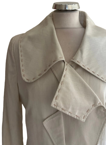 ST. MARTINS 100% COTTON IVORY COLLARED COAT SIZE 38 UK 10