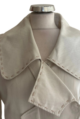 ST-MARTINS 100% COTTON IVORY COLLARED COAT SIZE 40 UK 12