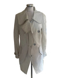 ST-MARTINS 100% COTTON IVORY COLLARED COAT SIZE 40 UK 12