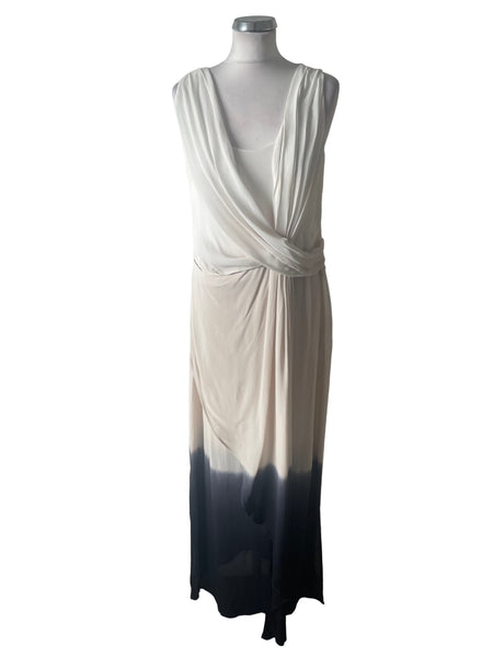 MINT VELVET IVORY GRADUATING TO BLACK SLEEVELESS MAXI DRESS  SIZE 8