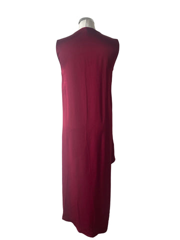 BCBGMAXAZRIA DEEP WINE SLEEVELESS DRAPE FRONT LONG REAR OCCASION DRESS SIZE XXS