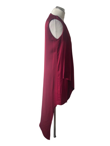 BCBGMAXAZRIA DEEP WINE SLEEVELESS DRAPE FRONT LONG REAR OCCASION DRESS SIZE XXS