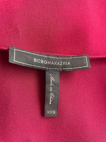 BCBGMAXAZRIA DEEP WINE SLEEVELESS DRAPE FRONT LONG REAR OCCASION DRESS SIZE XXS