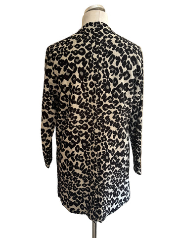 MASAI BLACK,GREY & CREAM ANIMAL PRINT COLLARLESS LONG SLEEVED JACKET SIZE M