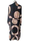 BRAND NEW IVI COLLECTION BLACK CIRCLE PRINT TIE WAIST WRAP STYLE DRESS SIZE 34 UK 8