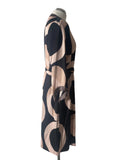BRAND NEW IVI COLLECTION BLACK CIRCLE PRINT TIE WAIST WRAP STYLE DRESS SIZE 34 UK 8