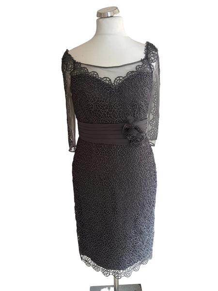 BRAND NEW AIRE BARCELONA GREY LACE MOTHER OF THE BRIDE PENCIL DRESS SIZE 14