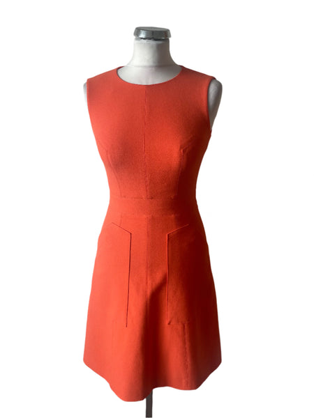 KAREN MILLEN ORANGE A-LINE SLEEVELESS DRESS SIZE 8