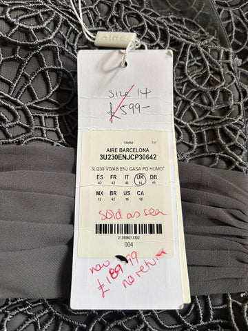 BRAND NEW AIRE BARCELONA GREY LACE MOTHER OF THE BRIDE PENCIL DRESS SIZE 14