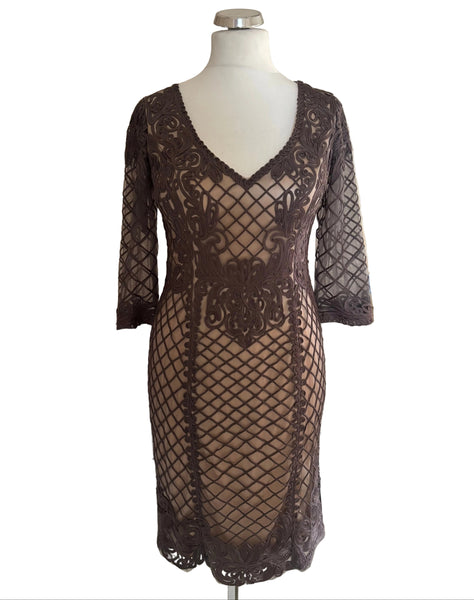 BRAND NEW MARFIL BARCELONA SMOKE/NUDE LACE MOTHER OF THE BRIDE DRESS  SIZE 16