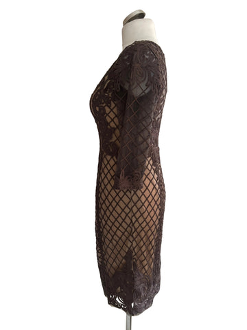 BRAND NEW MARFIL BARCELONA SMOKE/NUDE LACE MOTHER OF THE BRIDE DRESS  SIZE 16