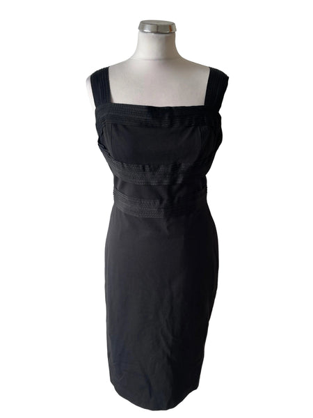 AFTERSHOCK BLACK JERSEY SLEEVELESS WIDE STRAP BODYCON OCCASION DRESS SIZE M
