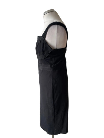 AFTERSHOCK BLACK JERSEY SLEEVELESS WIDE STRAP BODYCON OCCASION DRESS SIZE M