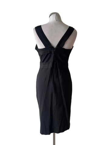 AFTERSHOCK BLACK JERSEY SLEEVELESS WIDE STRAP BODYCON OCCASION DRESS SIZE M