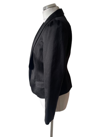 MONSOON BLACK SATIN COLLARED EVENING JACKET SIZE 12