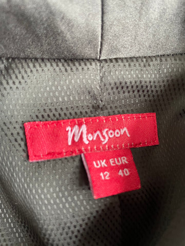 MONSOON BLACK SATIN COLLARED EVENING JACKET SIZE 12