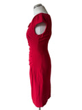LK BENNETT DAVINA RED CAP SLEEVE PENCIL DRESS SIZE 10