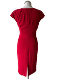 LK BENNETT DAVINA RED CAP SLEEVE PENCIL DRESS SIZE 10