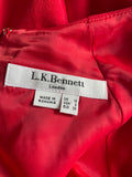 LK BENNETT DAVINA RED CAP SLEEVE PENCIL DRESS SIZE 10