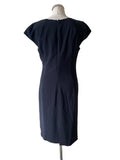 LK BENNETT DAVINA NAVY BLUE CAP SLEEVE PENCIL DRESS SIZE 14