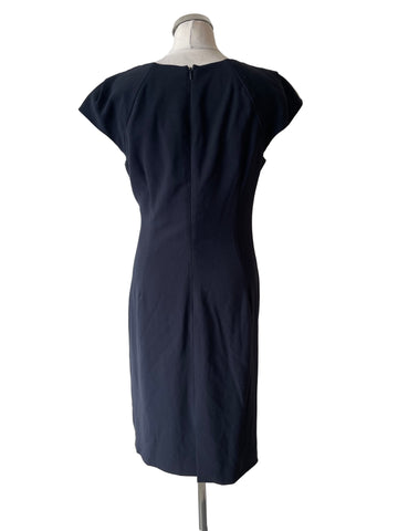 LK BENNETT DAVINA NAVY BLUE CAP SLEEVE PENCIL DRESS SIZE 14