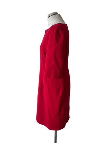 BRAND NEW HOBBS RED ROUND NECK SHORT SLEEVE PENCIL DRESS  SIZE 14
