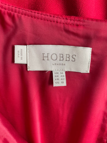 BRAND NEW HOBBS RED ROUND NECK SHORT SLEEVE PENCIL DRESS  SIZE 14