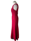 DESSY COLLECTION BY VIVIAN DIAMOND SPANISH RED LACE LONG EVENING DRESS  SIZE 10