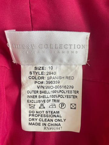 DESSY COLLECTION BY VIVIAN DIAMOND SPANISH RED LACE LONG EVENING DRESS  SIZE 10