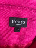 HOBBS 100% WOOL CERISE PINK A-LINE SKIRT  SIZE 12